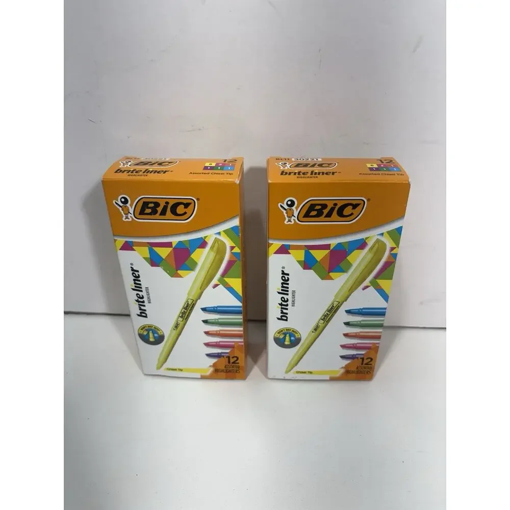 BIC Brite Liner Highlighters, Chisel Tip, 12 Each‎ Pack of Highlighters Lot Of 2